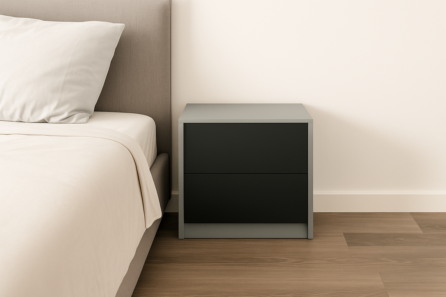 Sleek Modern Bedside Cabinet - Windsor Grey
