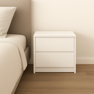 Sleek Modern Bedside Cabinet - White Melamine