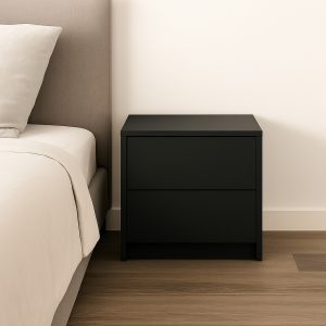 Sleek Modern Bedside Cabinet - Black – Matte