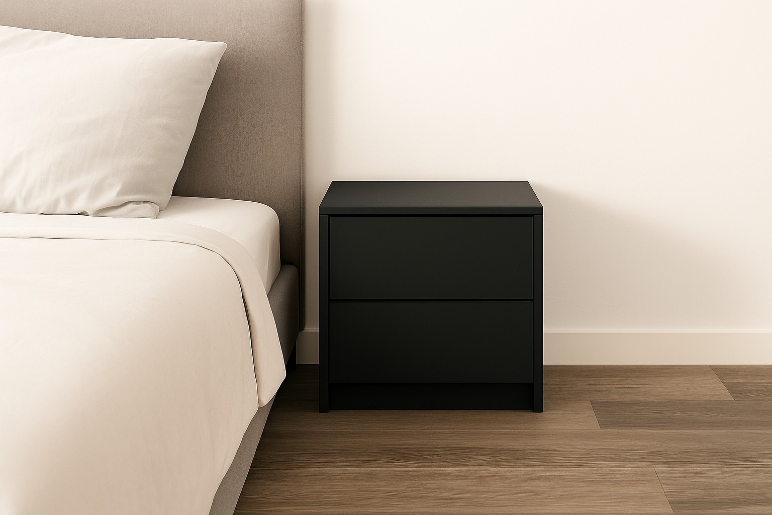 Sleek Modern Bedside Cabinet - Black – Matte