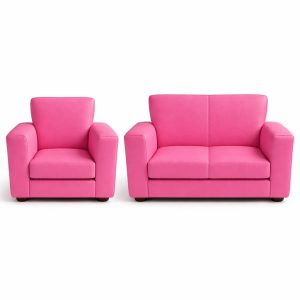 Kiddies Colorful Chairs Single & Double Seaters or Set | Fine Craft Furniture - SET, PINK