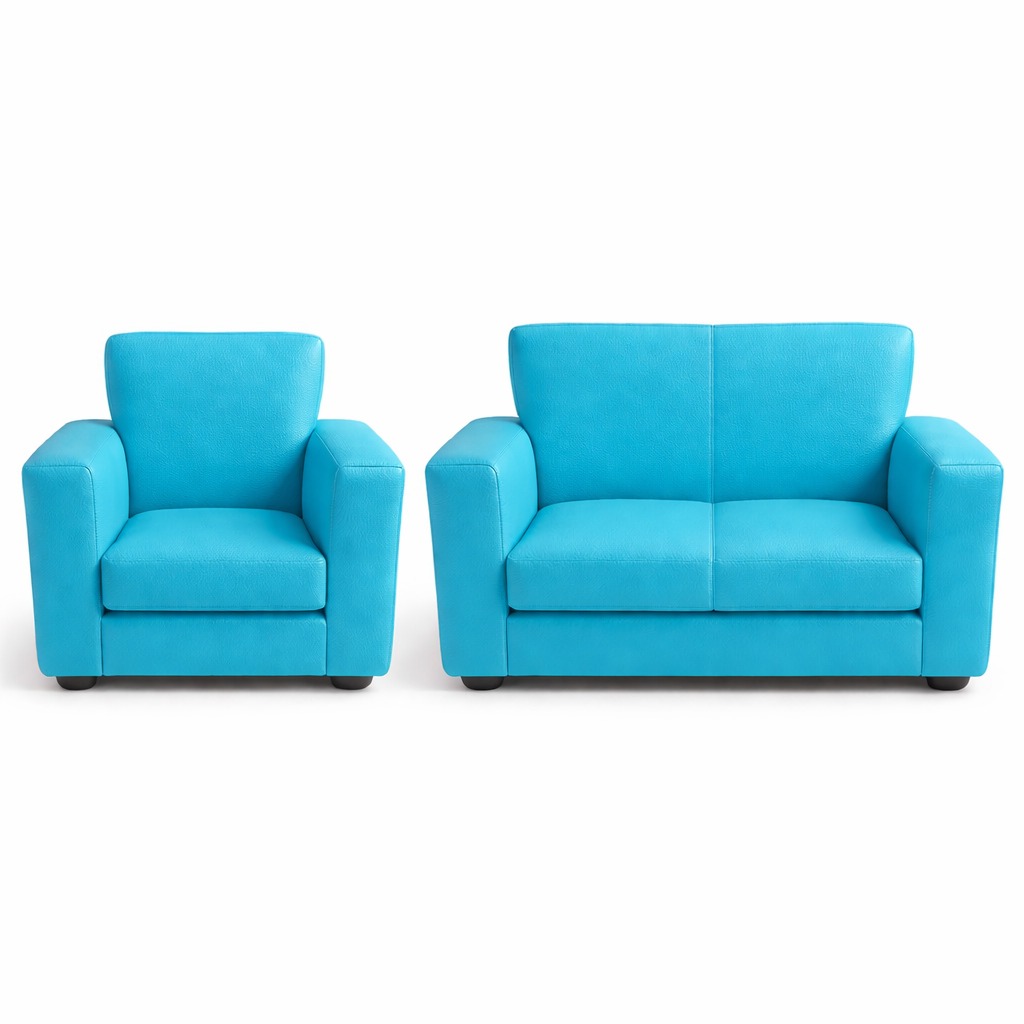 Kiddies Colorful Chairs Single & Double Seaters or Set | Fine Craft Furniture - SINGLE CHAIR, BABY BLUE