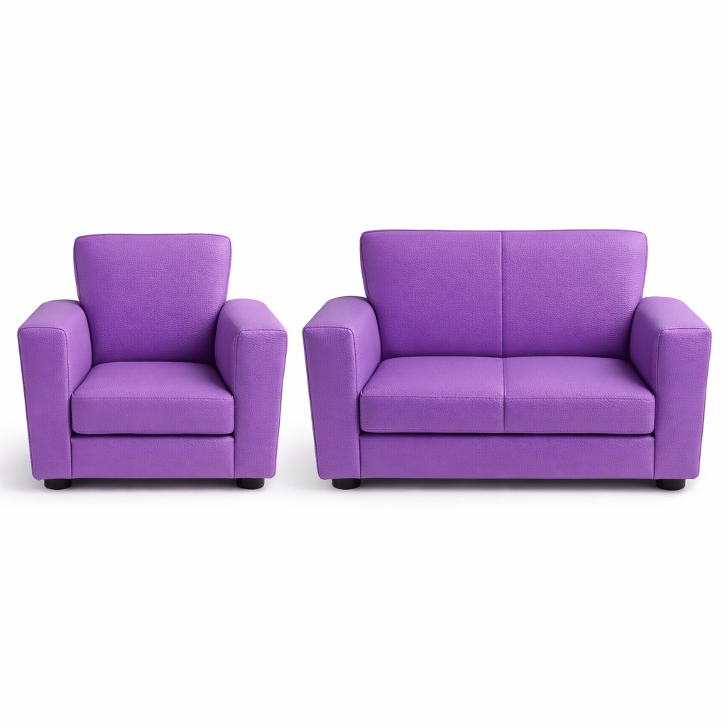 Kiddies Colorful Chairs Single & Double Seaters or Set | Fine Craft Furniture - SINGLE CHAIR, PURPLE