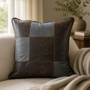 Patchwork Faux Leather Scatter Cushion