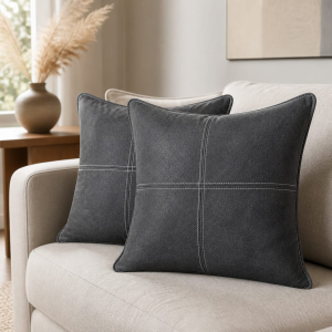 Charcoal Faux Leather Scatter Cushion
