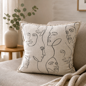 Line Art Face Scatter Cushion