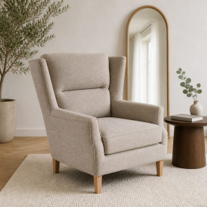 Beige Wingback Armchair