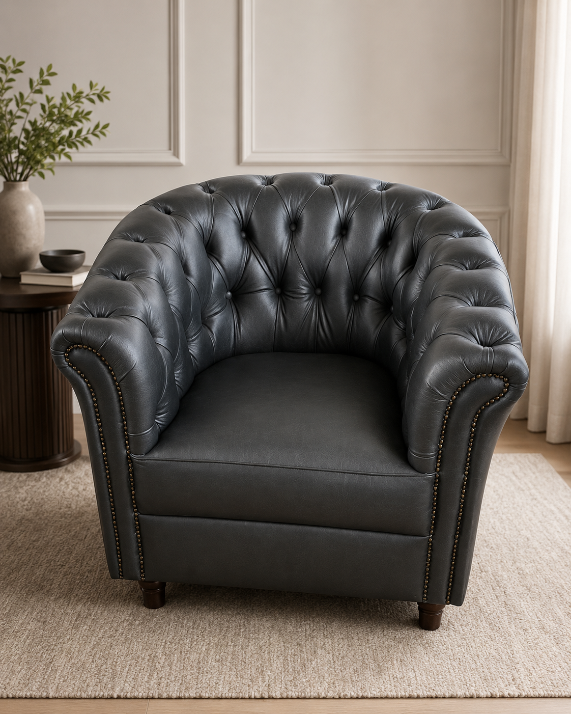Charcoal Chesterfield Tub Chair